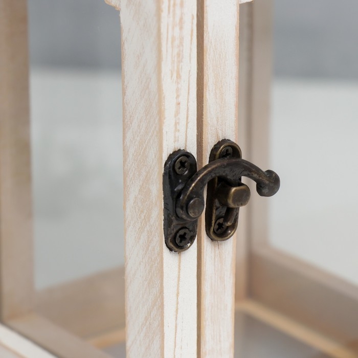 Подсвечник дерево Подсвечник дерево "Фонарь с полосатой крышей" состаренный набор 2 шт 31х14х14 52х20х20 см