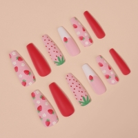 Накладные ногти &laquo;Клубничка&raquo;, 12 шт, с клеевыми пластинами, форма балерина, разноцветные