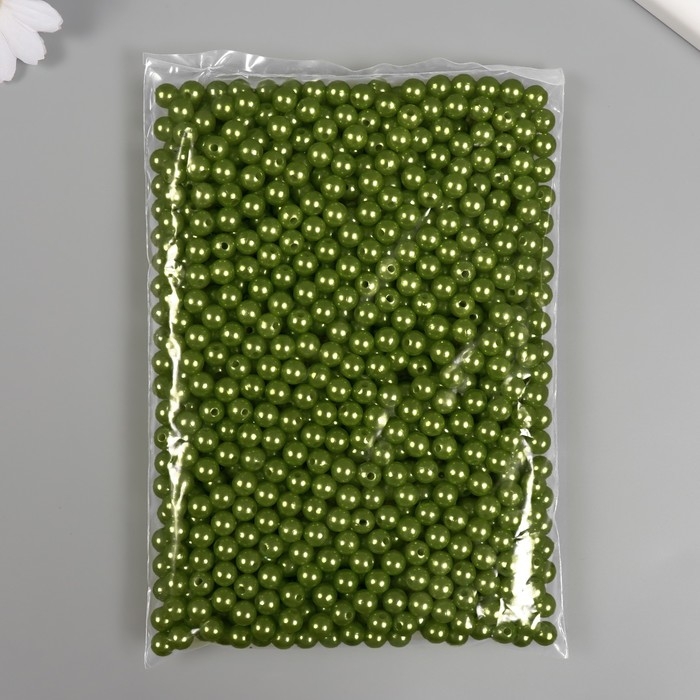 Набор бусин "Жемчуг" d 8 мм, 250 гр, хаки