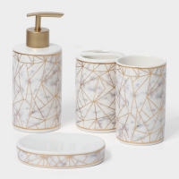 Набор аксессуаров для ванной комнаты &laquo;Лофт&raquo;, 4 предмета (дозатор 250 мл, мыльница, 2 стакана), цвет белый