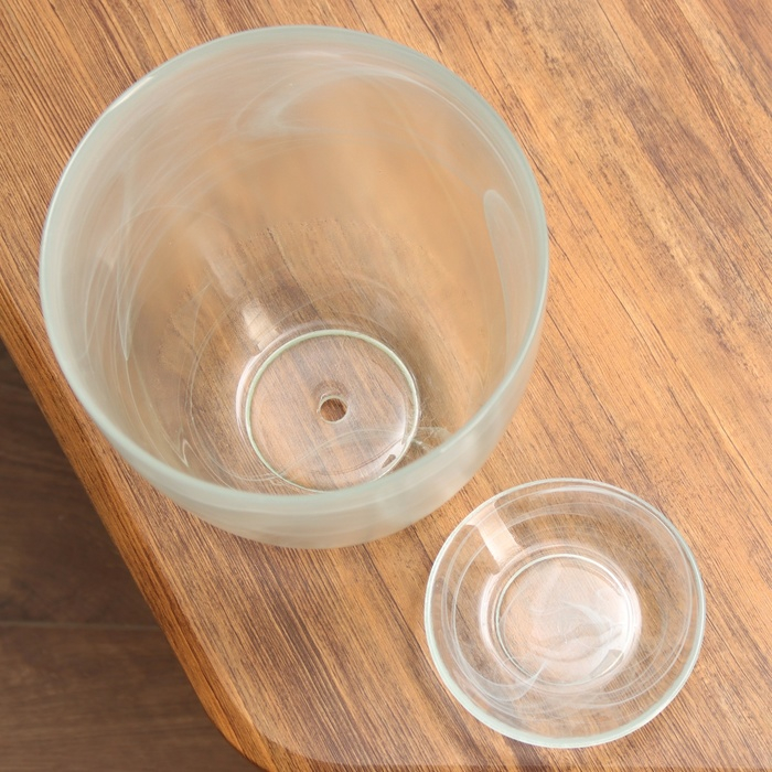 Горшок цветочный с поддоном №5 алебастр белый 3 л