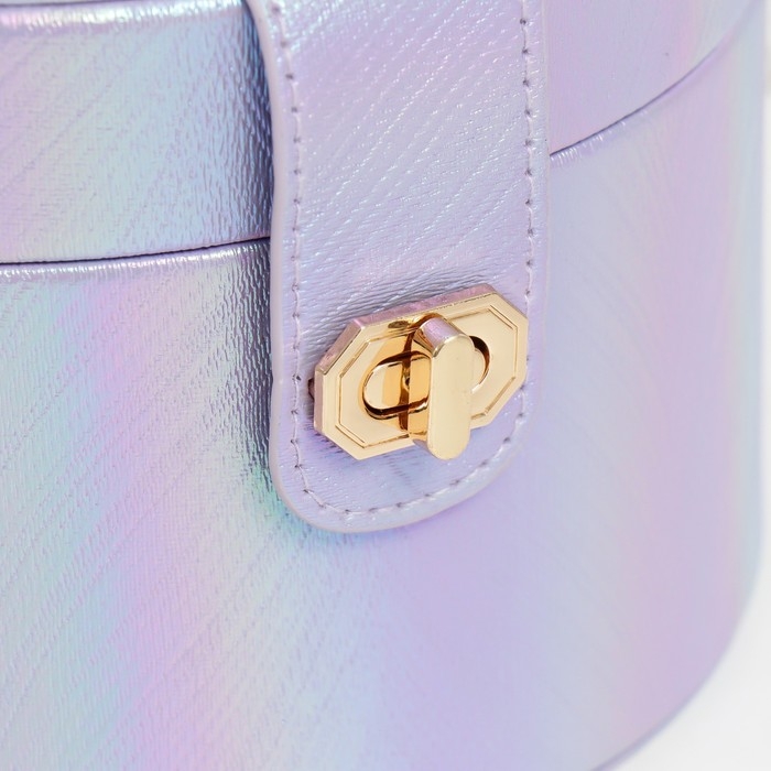 Шкатулка кожзам для украшений круглая Шкатулка кожзам для украшений круглая "Переливы сирень" 12х17,5х17 см