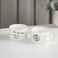 Набор чайный керамический &laquo;Страны&raquo;, 3 предмета: чайник 400 мл, 2 кружки 230 мл, рисунок МИКС