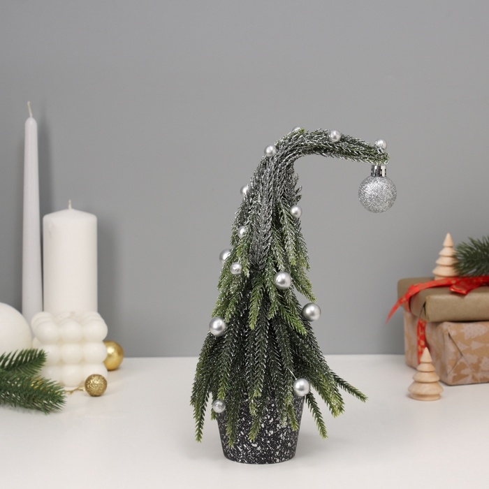 Ёлка декор Ёлка декор "С шариками и блёстками, в горшочке" 23х7,5 см