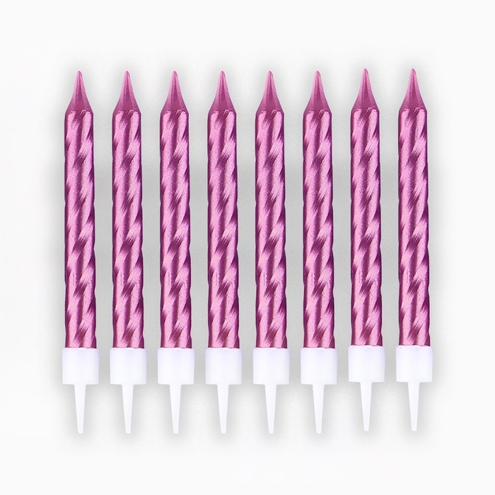 Свечи для торта, розовые, 8 шт., 8,5 х 0,8 см