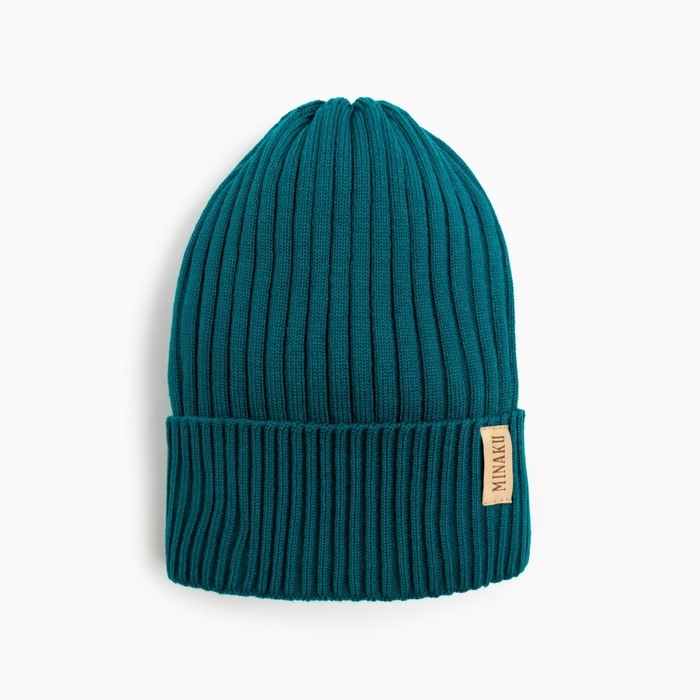 Шапка детская MINAKU с отворотом р-р 56-58, цв.морской волны