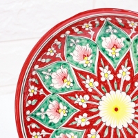 Ляган Риштанская Керамика "Цветы", 25 см, красный Ляган Риштанская Керамика "Цветы", 25 см, красный