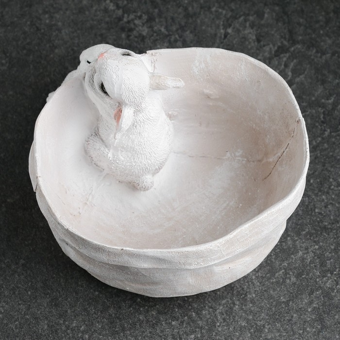 Кашпо-органайзер "Кролик в лукошке" бежевый, 14х17х20 см