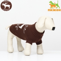 Свитер "Олень",  3XL (ДС 46, ОШ 46, ОГ 38-64 см), коричневый