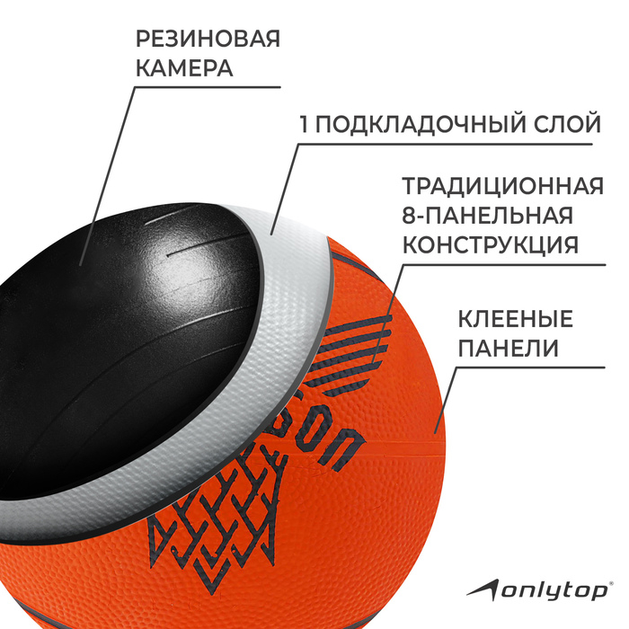 Баскетбольный мяч ONLYTOP &laquo;Будущий Чемпион&raquo;, клееный, р. 3, резина, резиновая камера
