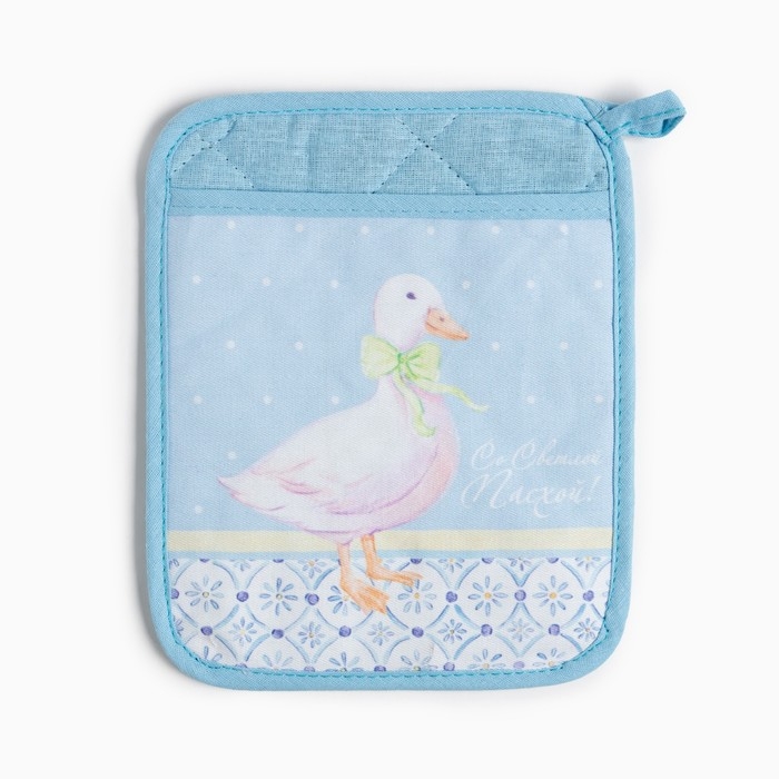 Набор подарочный "Со светлой пасхой" прихватка-карман, полотенце 40х73, 100% хлопок, лопатка силиконовая