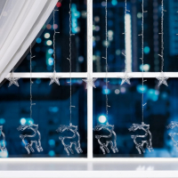 Гирлянда «Бахрома» 2.4 × 0.9 м с насадками «Олень», IP20, прозрачная нить, 138 LED, свечение белое, 8 режимов, 220 В Гирлянда «Бахрома» 2.4 × 0.9 м с насадками «Олень», IP20, прозрачная нить, 138 LED, свечение белое, 8 режимов, 220 В