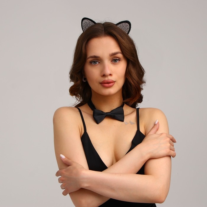 Карнавальный набор взрослый «Стильная кошечка» (ободок - ушки+ бабочка) Карнавальный набор взрослый «Стильная кошечка» (ободок - ушки+ бабочка)
