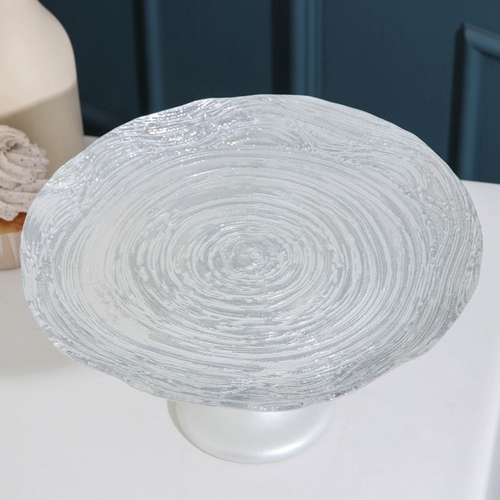 Блюдо сервировочное «Античная роза», d=28 см, на ножке, цвет платиновый Блюдо сервировочное «Античная роза», d=28 см, на ножке, цвет платиновый