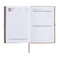 Ежедневник датированный 2025 года, А5, 176 листов ESCALADA, мягкая обложка из искусственной кожи, блинтовое тиснение, ляссе, блок 70 г/м2, бежевый