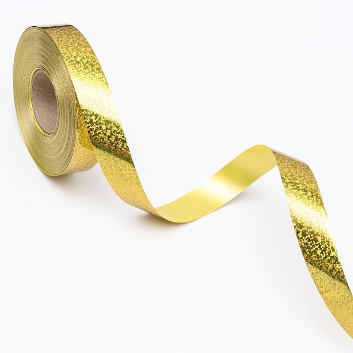 Лента голографические для декора и подарков, золото, 2 см х 50 м Лента голографические для декора и подарков, золото, 2 см х 50 м