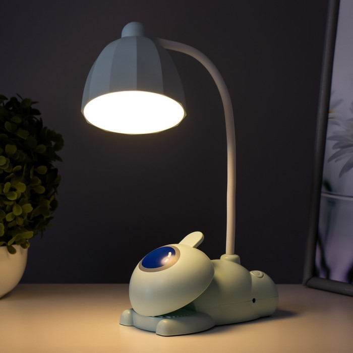 Настольная лампа "Робот" LED 5Вт USB АКБ лазурный 11,8х7,8х31 см RISALUX