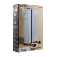 Обогреватель Centek CT-6205, масляный, напольный, 1500 Вт, 15 м&sup2;, 7 секций, белый