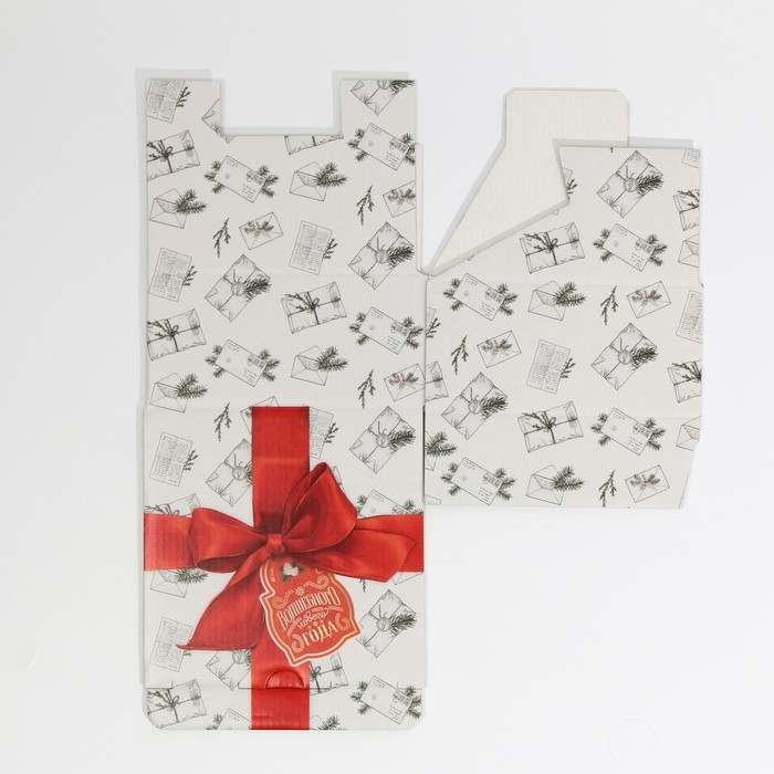 Коробка подарочная новогодняя складная &laquo;Ретро почта&raquo;, 15 х 15 х 7 см, Новый год