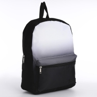 Рюкзак школьный текстильный с белым градиентом, 38х29х11 см, цвет чёрный, отдел на молнии