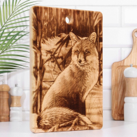 Доска из массива кедра &laquo;Лиса&raquo;, большая, прямоугольная, 23 &times; 35 см №35