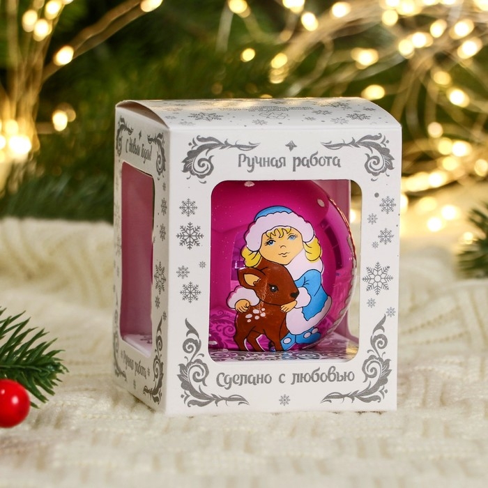 Шар Шар "Снегурочка с олененком" 6,5 см, микс
