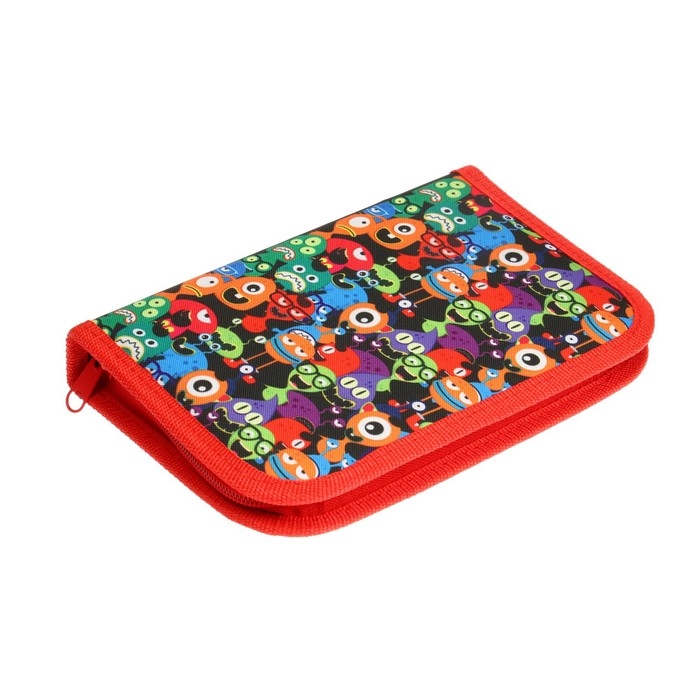 Пенал школьный на молнии 13 х 19,5 см Пенал школьный на молнии 13 х 19,5 см "Монстрики", ткань, 1 секция