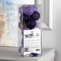 Гирлянда &laquo;Нить&raquo; 5 м с насадками &laquo;Клубки сиреневые&raquo;, IP20, прозрачная нить, 20 LED, свечение белое, 220 В