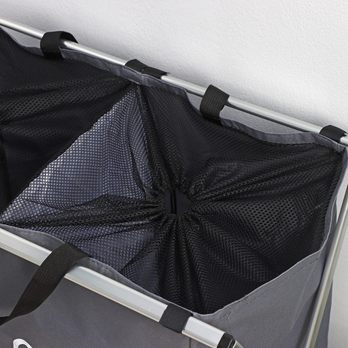 Корзина для белья Доляна Color, складная, двойная, 61×36×57 см, цвет серый Корзина для белья Доляна Color, складная, двойная, 61×36×57 см, цвет серый