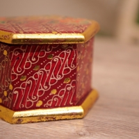 Шкатулка деревянная, батик 10х11х7 см