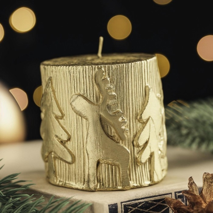 Свеча новогодняя Свеча новогодняя "Новый год" 6,5х7, золотая