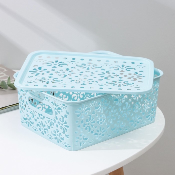 Контейнер для хранения с крышкой &laquo;Узор&raquo;, пластик, 25&times;19&times;10 см, цвет МИКС