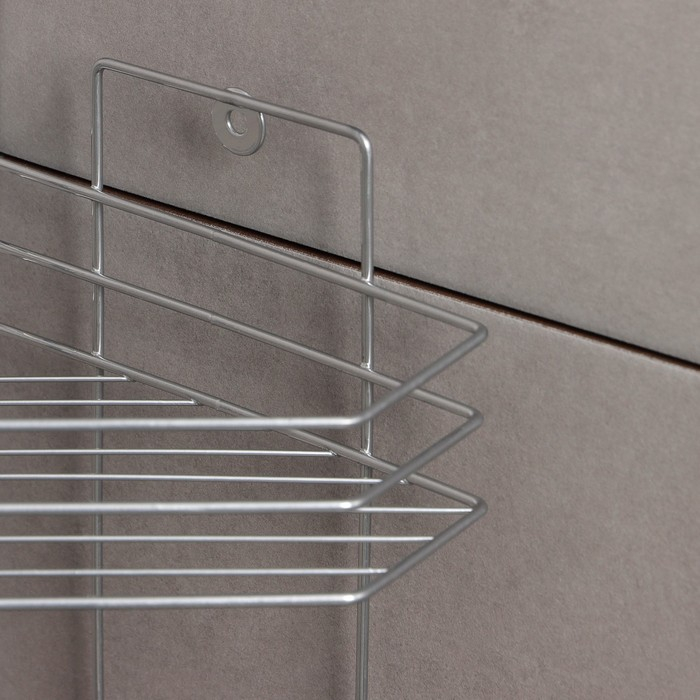 Полка угловая с мыльницей и вешалкой 2-х ярусная, 25,5×42,5 см, цвет хром Полка угловая с мыльницей и вешалкой 2-х ярусная, 25,5×42,5 см, цвет хром