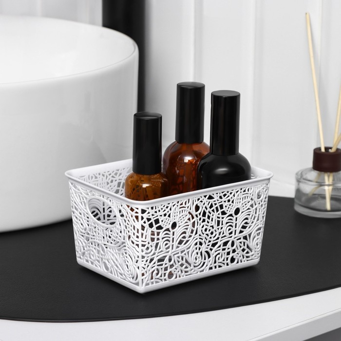 Корзинка для хранения &laquo;Кружевные цветы&raquo;, пластик, 14&times;10&times;8 см, цвет МИКС