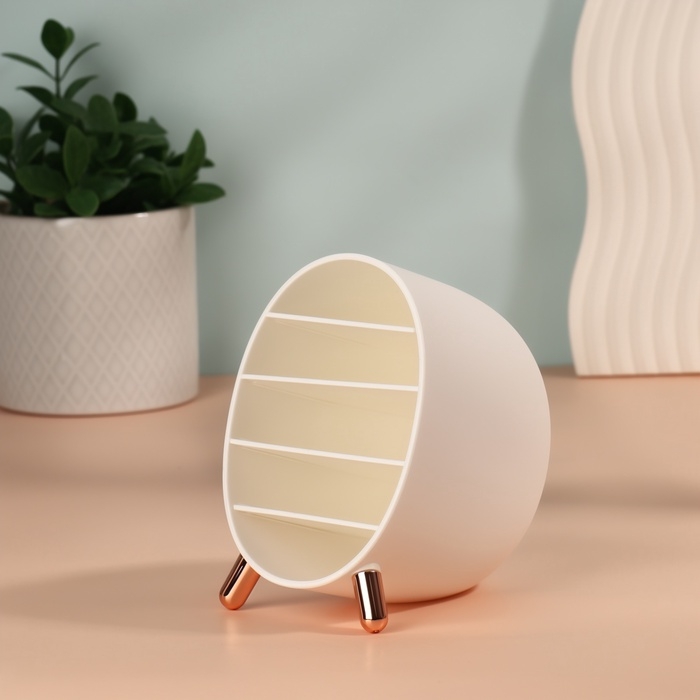 Органайзер для хранения косметики &laquo;Пухлик&raquo;, 5 секций, 14.5&times;10.8&times;12.5 см, цвет розовое золото, белый