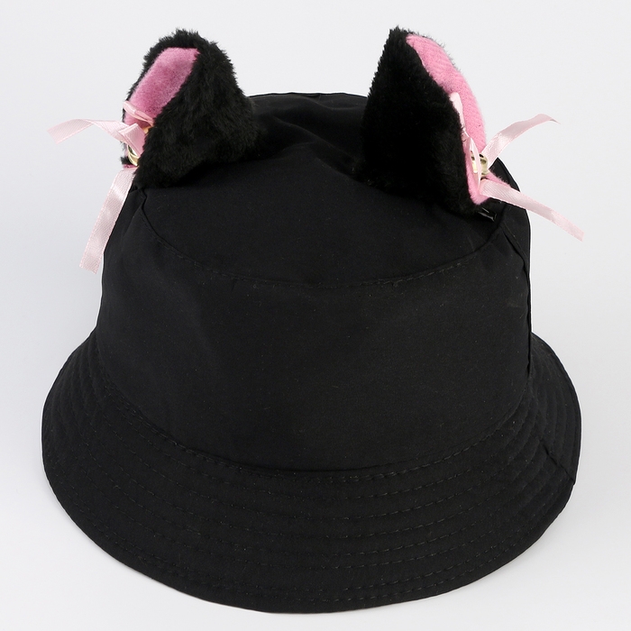 Панама детская для девочки &laquo;Кошка&raquo;, цвет чёрный, р-р 54