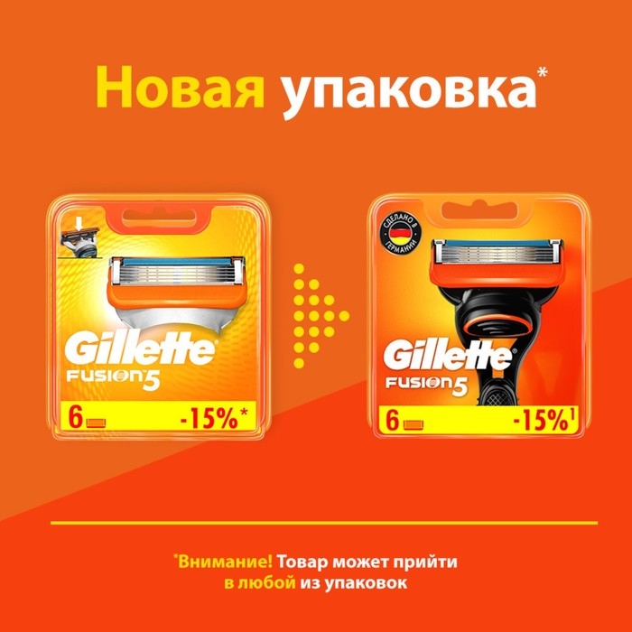 Сменные кассеты Gillette Fusion, 5 лезвий, 6 шт