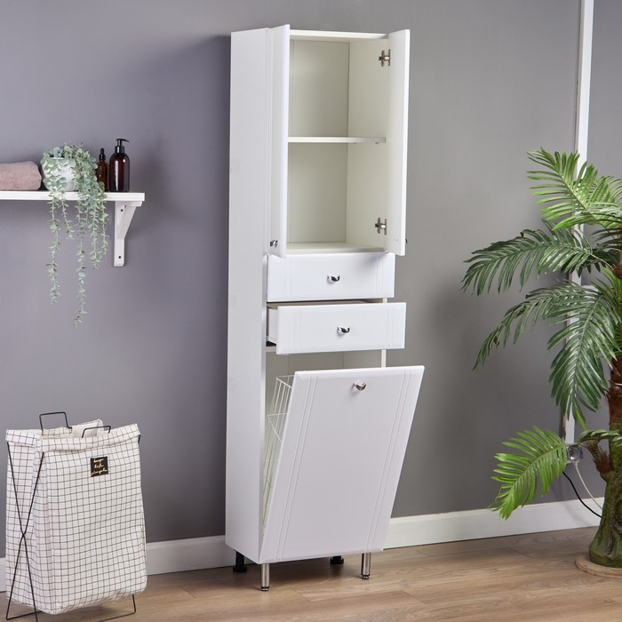 Пенал на ножках для ванной комнаты &laquo;Тура&raquo; с корзиной, 30х45х181 см