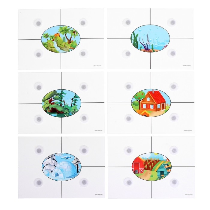 Игра на липучках &laquo;Кто где живёт&raquo;, 6 карточек