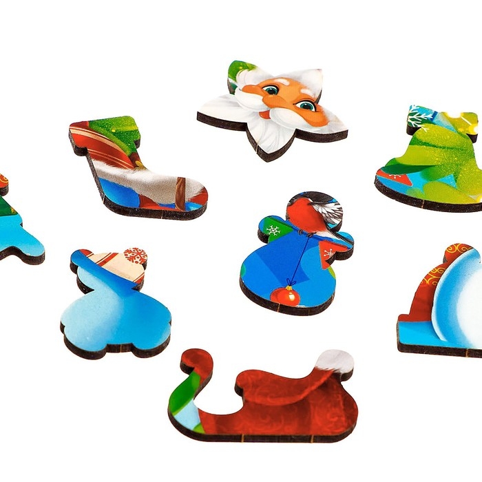 Деревянный пазл фигурный &laquo;Новый год! Встреча с Дедом Морозом&raquo;