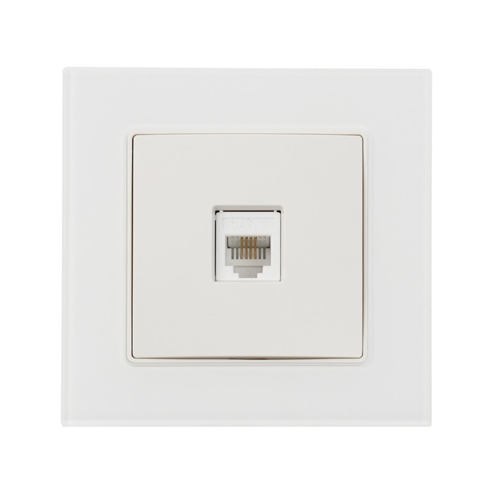 Розетка телефонная одноместная TOT Glossy Glass, скрытая, стекло, белая