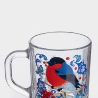 Кружка стеклянная для чая &laquo;Снегири на рябине&raquo;, 200 мл