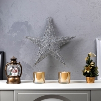 Светодиодная фигура &laquo;Серебристая звезда&raquo; 40 см, металл, батарейки ААх2 (не в комплекте), свечение белое
