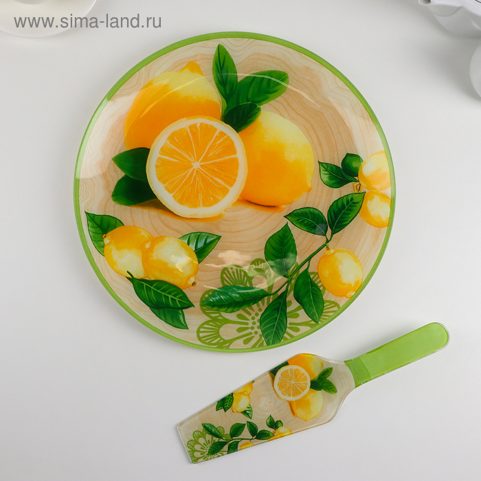 Тортовница стеклянная с лопаткой Доляна «Дольче», d=30 см, лопатка 26,5×7 см Тортовница стеклянная с лопаткой Доляна «Дольче», d=30 см, лопатка 26,5×7 см