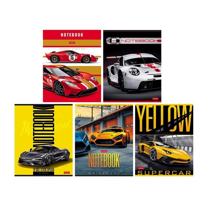 Тетрадь 48 листов в линейку Тетрадь 48 листов в линейку "Спортивные авто", обложка мелованный картон, скруглённые углы, блок офсет 65г/м2, МИКС
