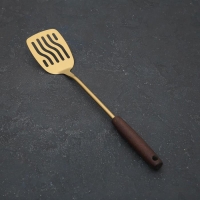 Лопатка из нержавеющей стали с отверстиями &laquo;Прайм&raquo;, длина 39,5 см, цвет металла золотой