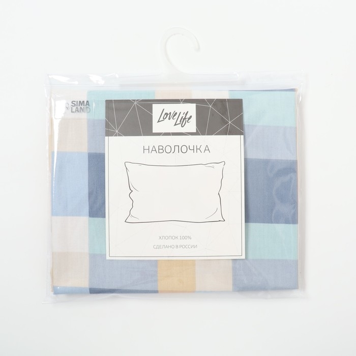 Наволочка LoveLife Square blue, 50*70, 100%хлопок, сатин, 125г/м&sup2;