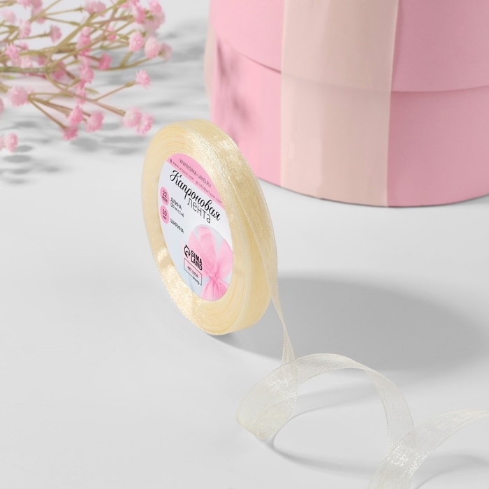 Лента капроновая, 10 мм, 20 &plusmn; 1 м, цвет слоновая кость №08