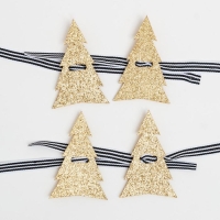 Новый год. Набор для декора столовых предметов «Елка», 4 шт, цвет золото 5х7,5 см 100% п/э, фетр Новый год. Набор для декора столовых предметов «Елка», 4 шт, цвет золото 5х7,5 см 100% п/э, фетр