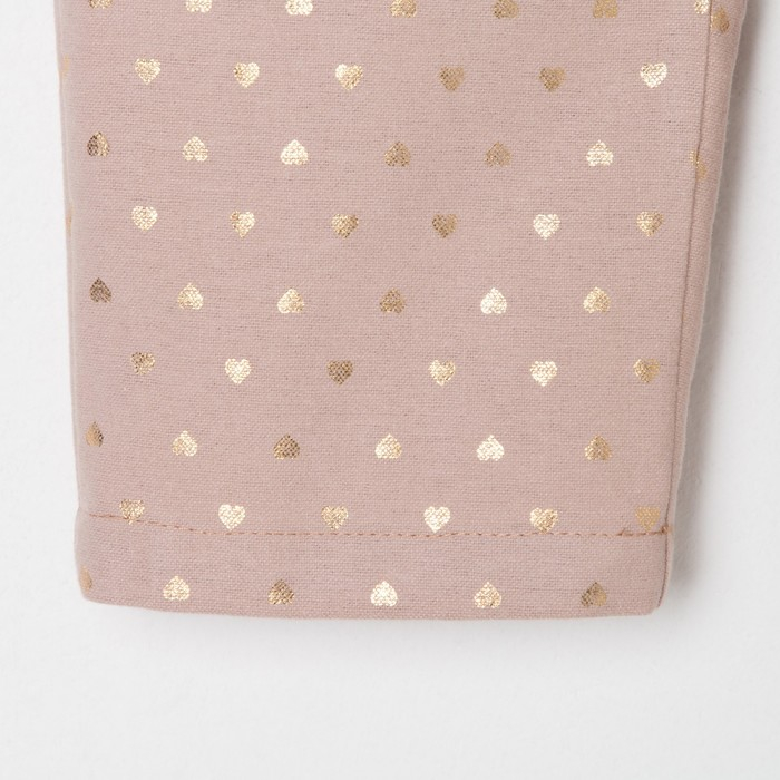 Пижама детская из фланели (рубашка, брюки) KAFTAN "Сердечки", рост 98-104, бежевый